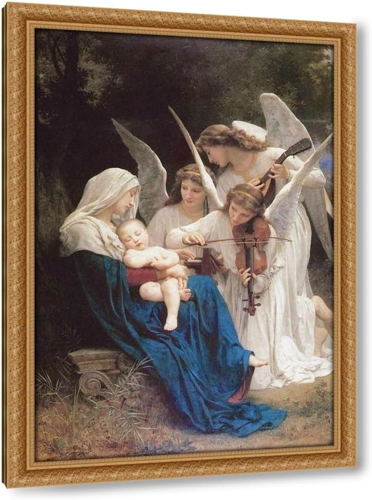 ArtDirect Song of the Angels, 1881 18x24 Gold Ornate Wood Framed Canvas Giclee Art by Bouguereau, William-Adolphe