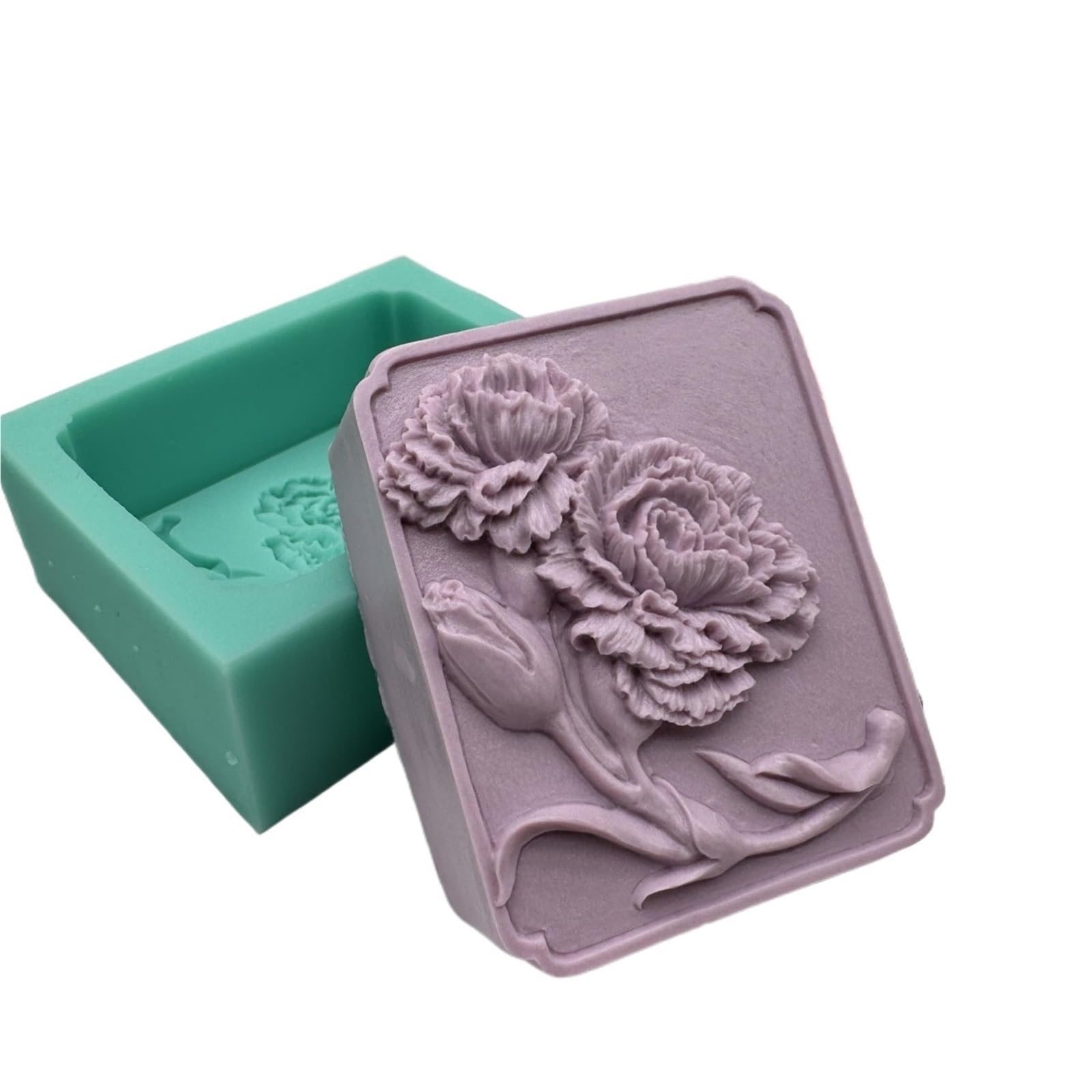 3d Elegant Sunflower Soap Mold Rectangle Silicone Making Molds DIY Handmade Bar Mould For Lotion Bars for Making Soaps Bar(Carnation flower)