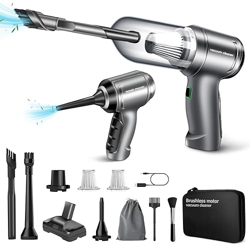 PIFEUNT Aspiradora inalámbrica para automóvil, 3 en 1, potente aspiradora de automóvil, 15000 PA, recargable, portátil, mini aspiradora, sin