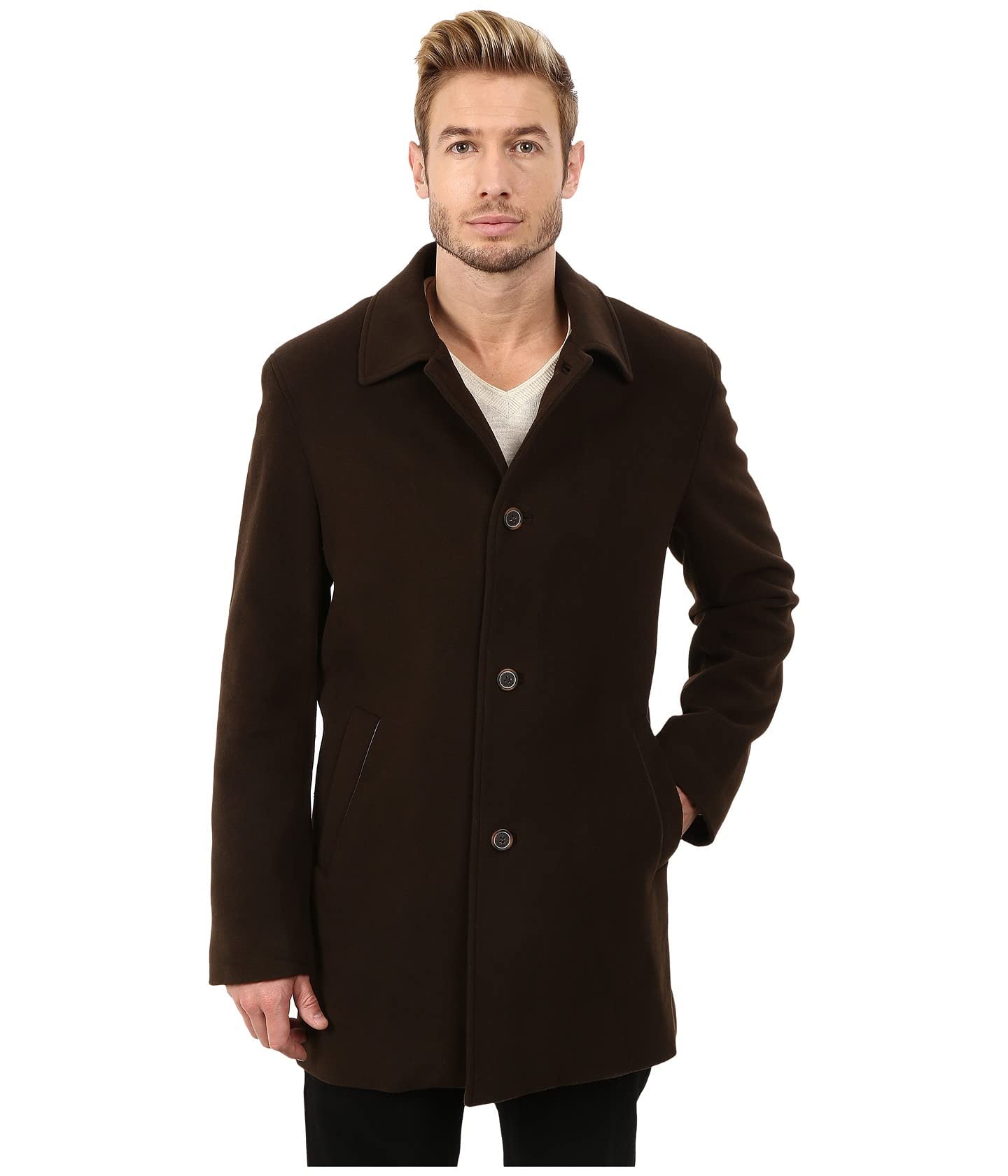 cole haan Men's Cashmere Blend Single Breasted Classic Coat With Shirt Collar-picture-47
