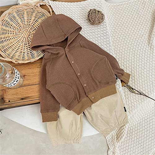 Baby Coats 6-12 Months Girls Solid Knit Sweater Spring Winter Long Sleeve Hooded Cardigan Coat Teen (Brown, 2-3 Years)2