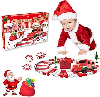 Christmas Electric Train Toys Holiday Train Electric Railway Tracks Kids Train Toy Engine Cars and Tracks Battery Operated Train Toy for Kids Over 3 Years Old