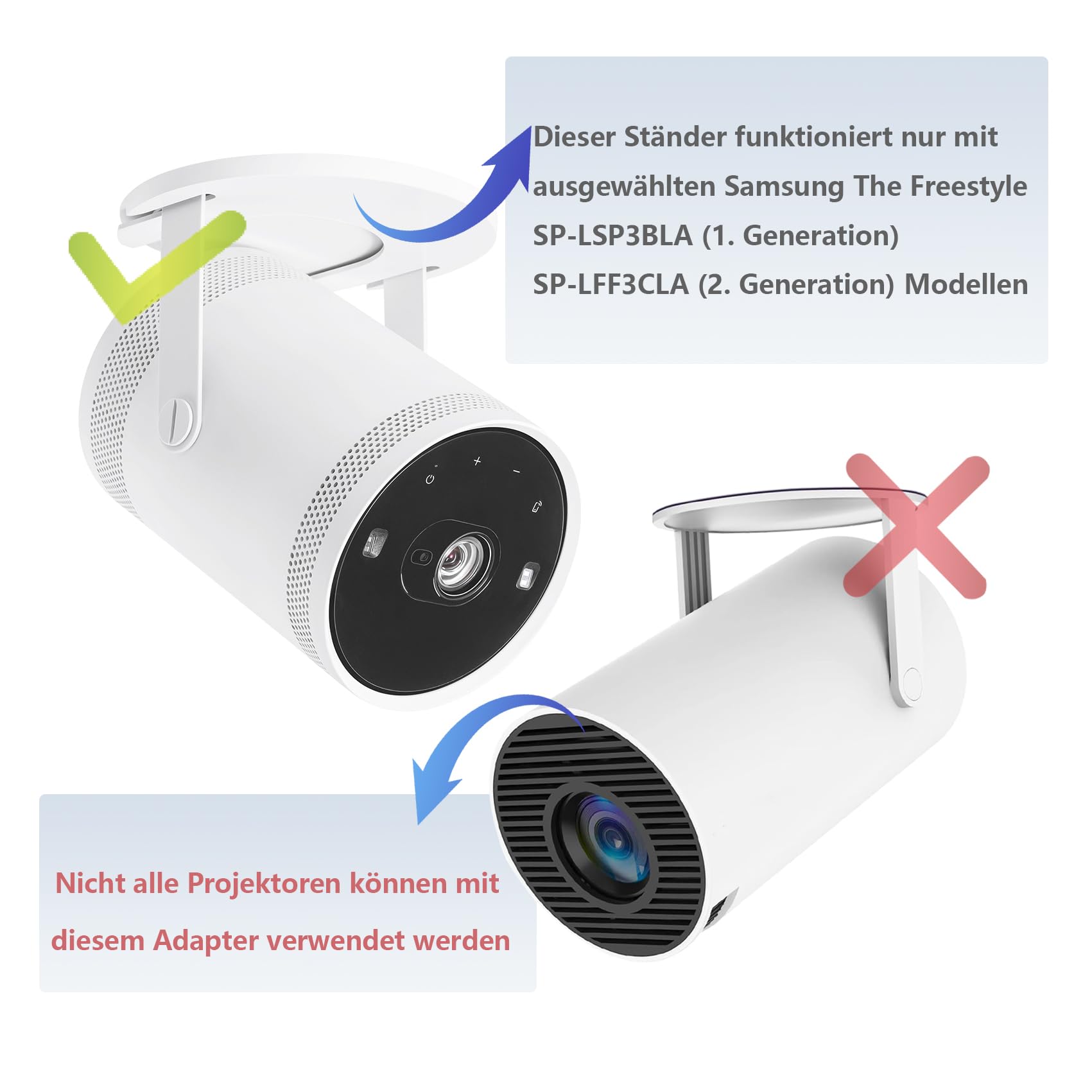 Freestyle Halterung Kompatibel mit Samsung The Freestyle Beamer für SP-LSP3BLA, SP-LFF3CLA, SP-LSP3BLAXXL, SP-LFF3CLAXXXY, SP-LFF3CLAXXXP, SP-LFF3CLAXXZA Zubehör