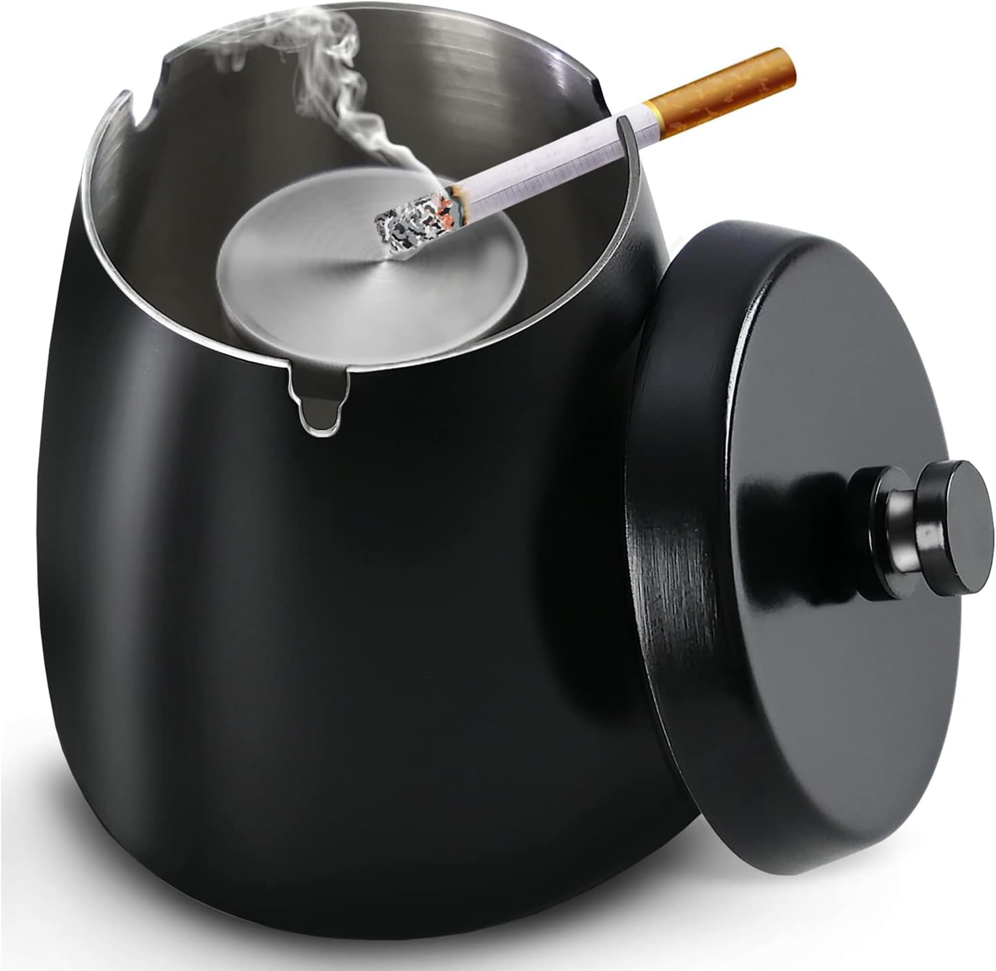 Navani Smell-Proof Ashtray with Lid for Inside & Outdoors | Stylish Outdoor Ash Trays | Windproof Design | Odor-Free Ashtrays for Patio, Garden, and Home