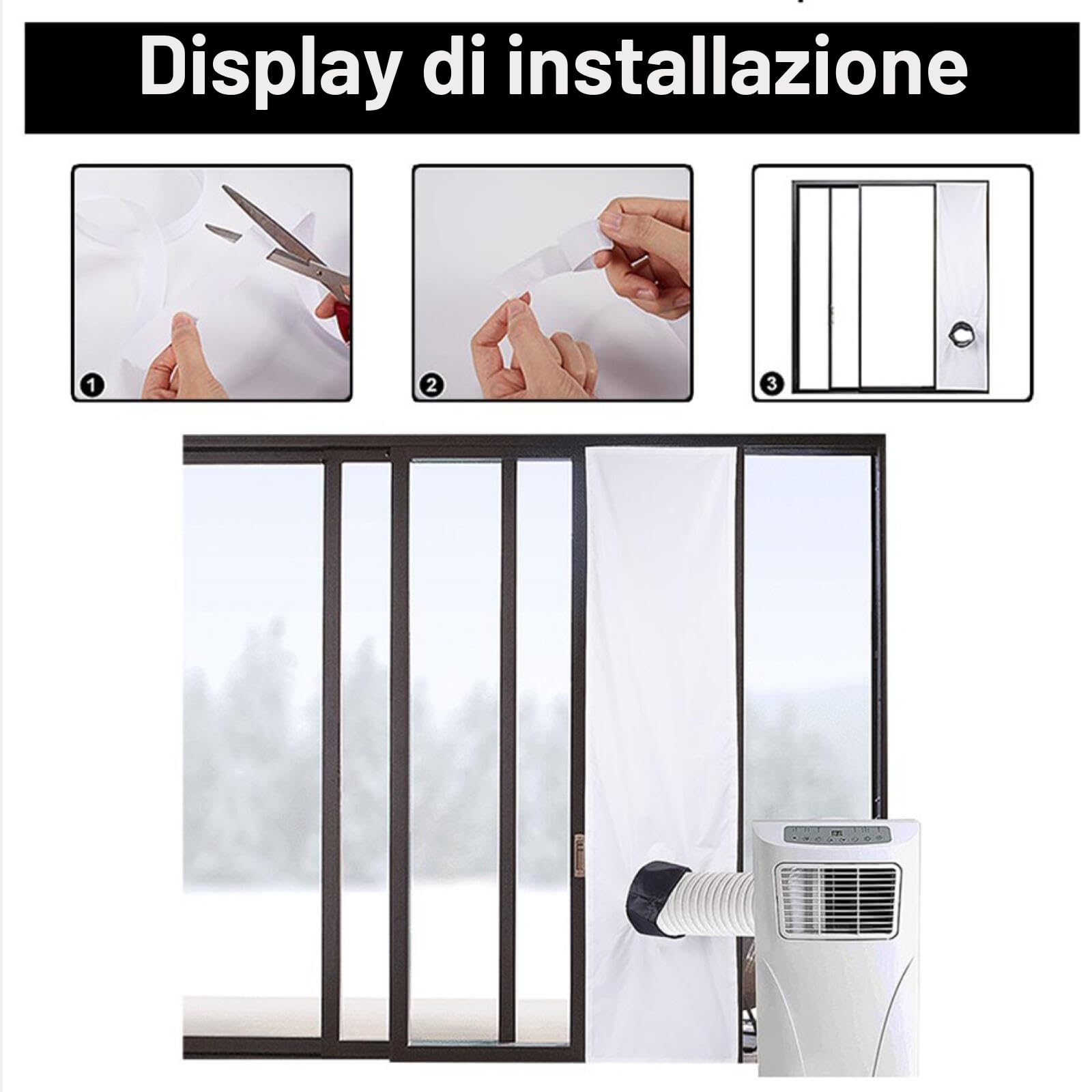 RANRAO Guarnizione universale della finestra del condizionatore d'aria, kit di tenuta della finestra regolabile portatile, guarnizione dell'otturatore per condizionatore d'aria portatile