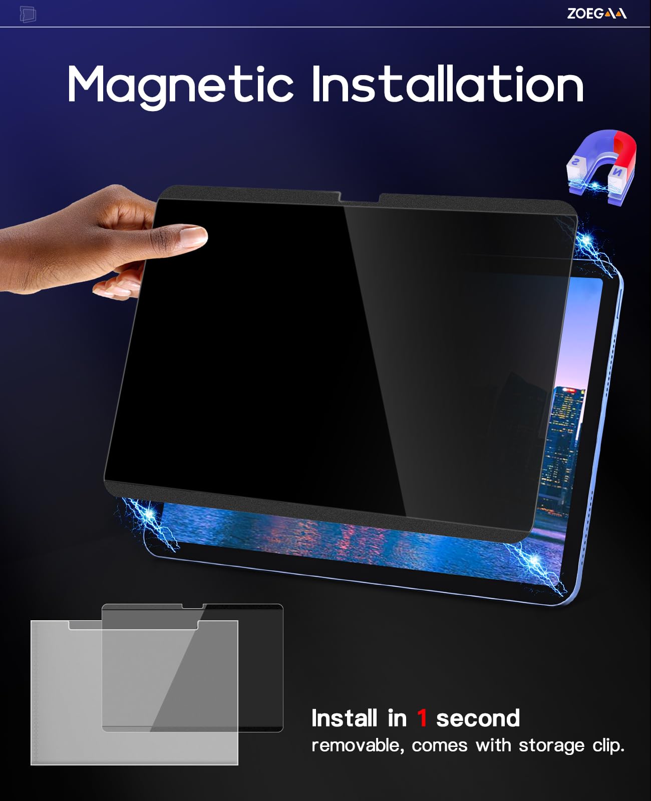 Mobiq Magnetic iPad 2025 (11 inch) Folio Zwart