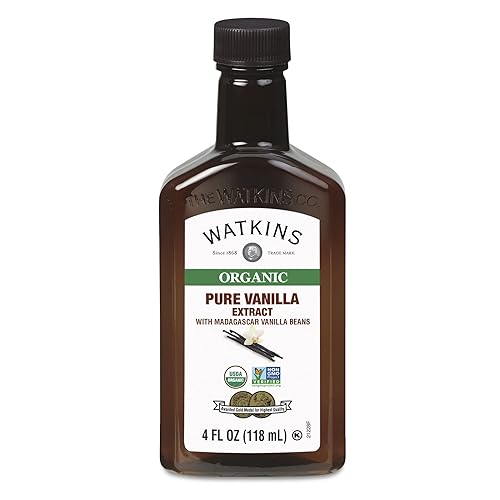 Watkins Extracto de vainilla puro orgánico, con granos de vainilla de Madagascar, sin OMG, Kosher, botella de 4 onzas, 1 paquete