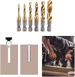 6pcs Combination Drill and Tap Bit Set, Coated Metric M3-M10 Spiral Tapping Tool 1/4" Hex Shank Threading Tips
