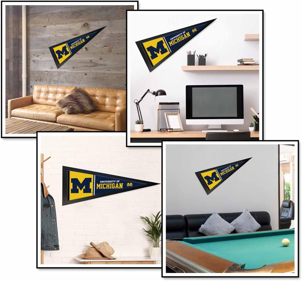 College Flags & Banners Co. University of MichiganWolverines Pennant and Wood Pennant Frame