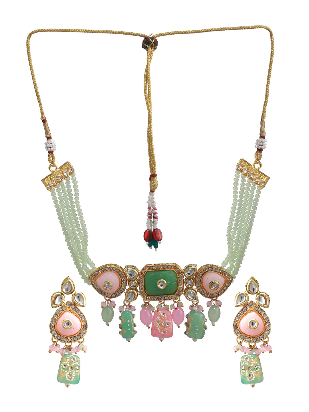 Priyaasi Multicolor Pastel-Toned Kundan Gold-Plated Choker Jewellery Set (B0BSFQDQKS) Amazon Price History, Amazon Price Tracker