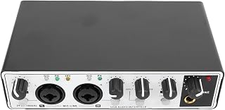 Focket USB Audio Interface for Recording, Streaming and Podcasting, with XLR, 24 Bit 192 KHz Audio Mixer, 48V Phantoms Power, Studio Equipment for PC (Black White)