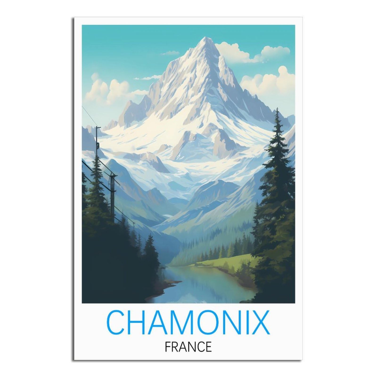 EZMLFA 5D Diamond Art Kits for Beginner,Chamonix France,Diamond Picture Art for Beginner, DIY Gem Cross Stitch Creative Gift Home Wall Decor 30x40cm