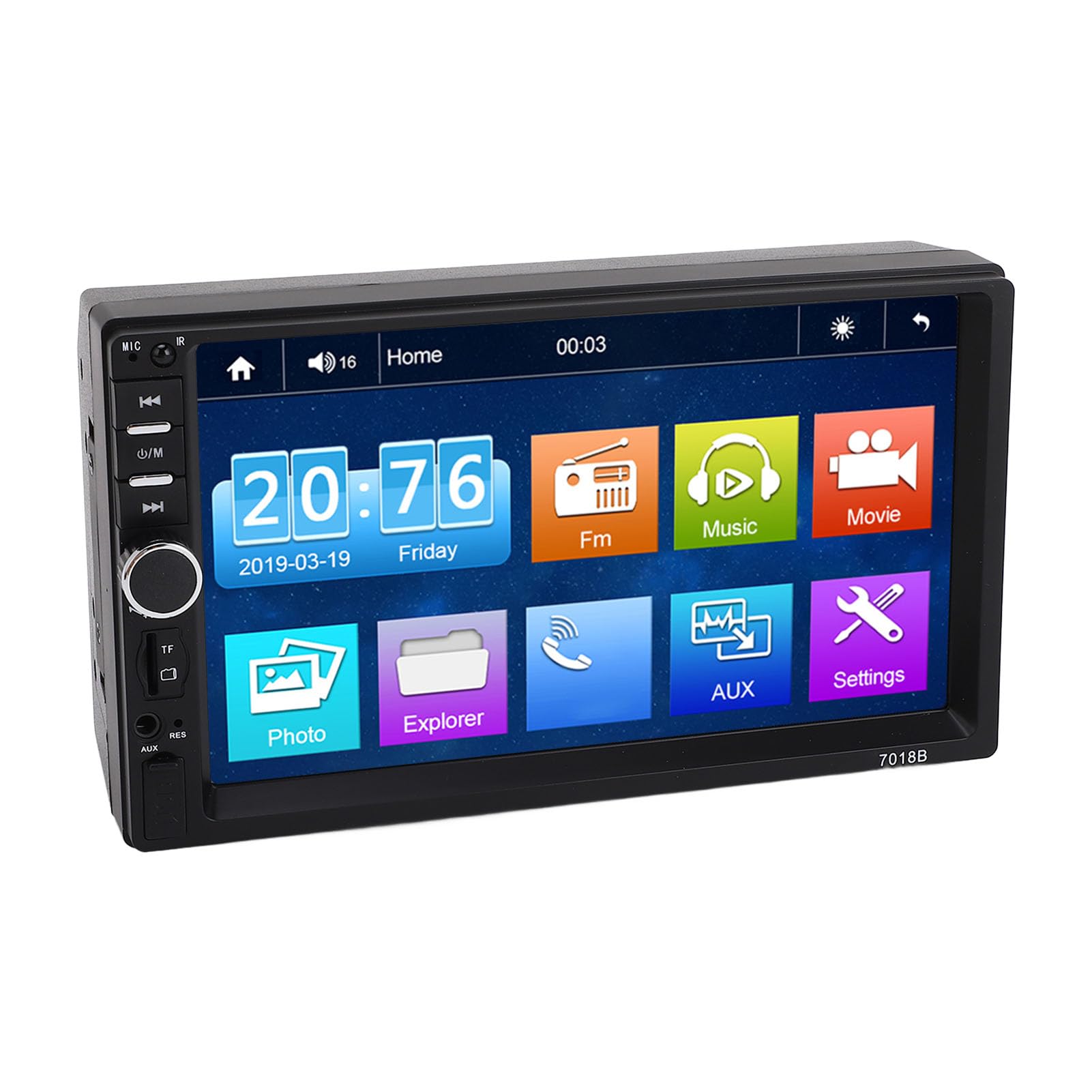 Unità principale auto con touchscreen da 7", compatibile con CarPlay, ingresso AUX, lettore MP5, ricevitore multimediale per auto (Yctzex10z7twpsg-13)