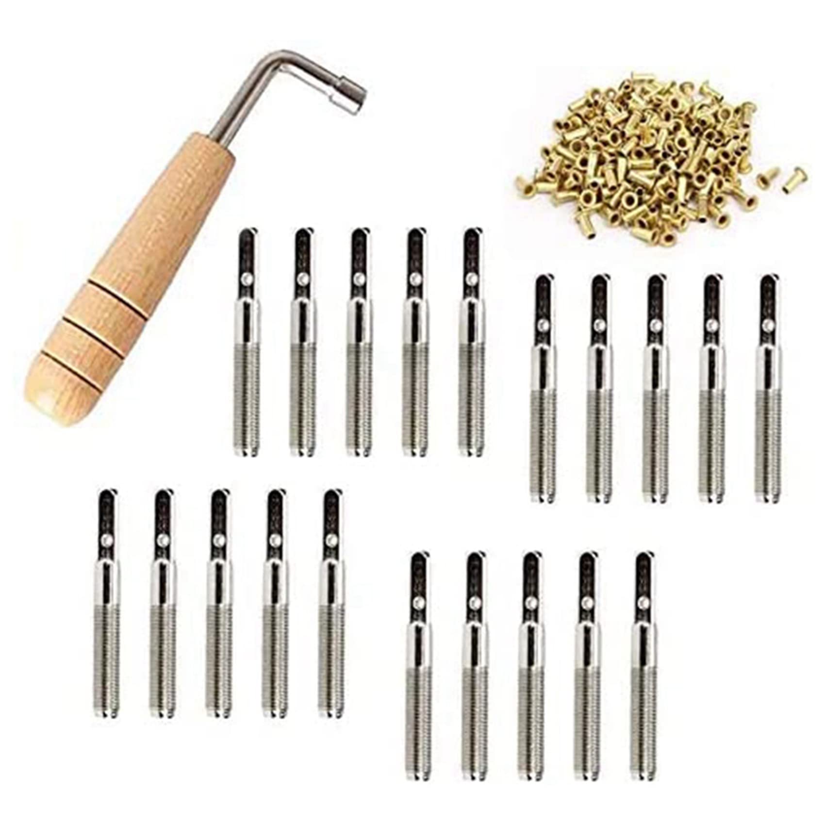 Bloepum 40 Pcs Tuning Pin Nails and 40Pcs Rivets,with L-Shape Tuning Wrench,For Lyre Harp Small Harp Musical Stringed Instrument