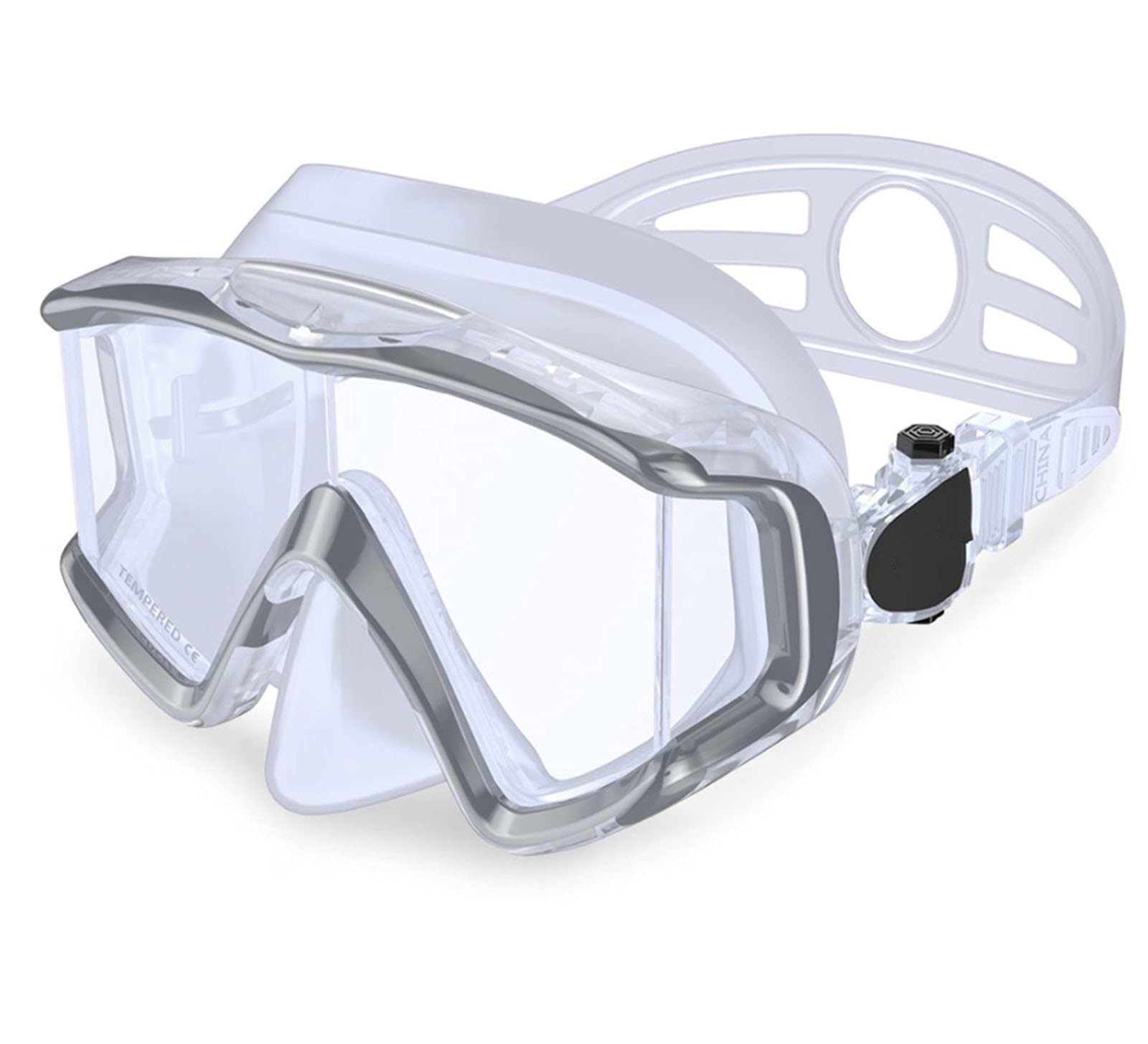 Tauchmaske, Schnorchelausrüstung, Kinder und Erwachsene, Schnorchelmaske, Taucherbrille, Silikon-Schwimmbrille mit Nasenschutz für Tauchen, Freitauchen, Speerfischen (rot)