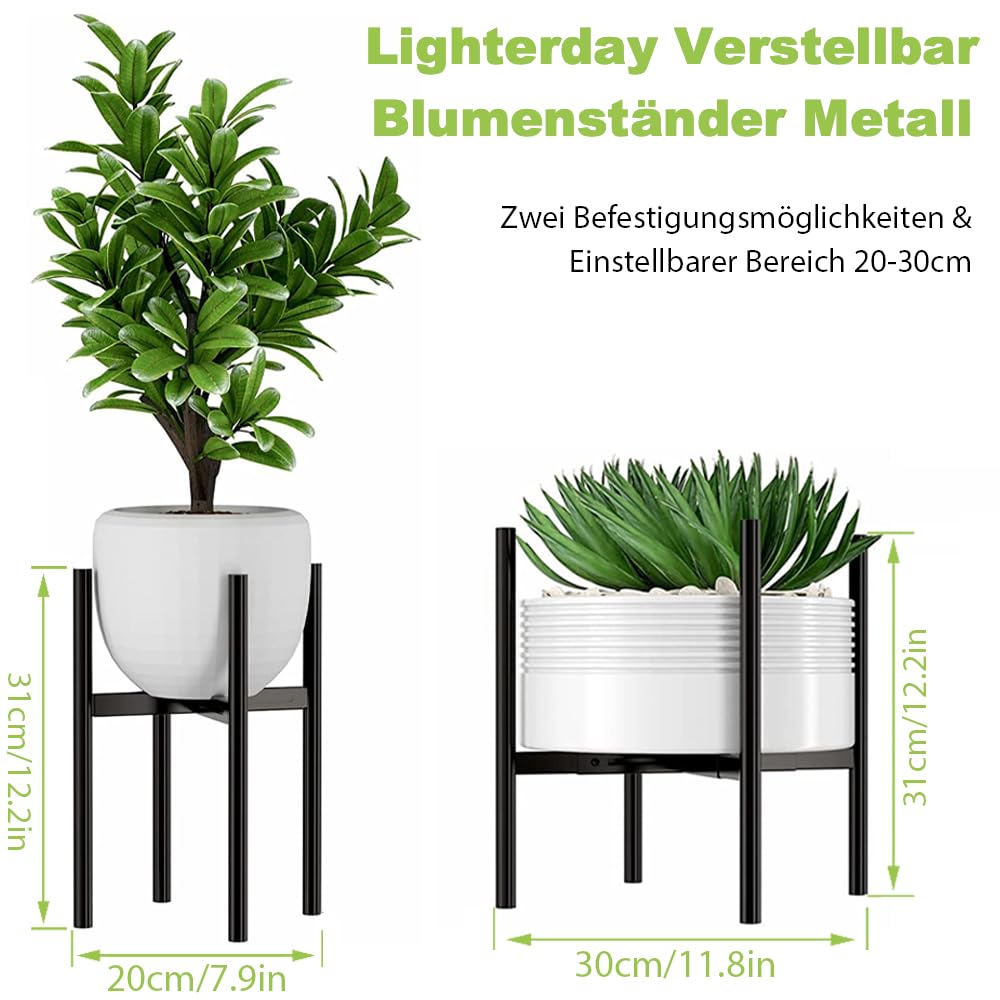 Lighterday Adjustable Metal Plant Stand, Black Plant Pot Stand/Corner Shelf for Home/Garden Indoor/Outdoor Decoration (Round) - Image 2
