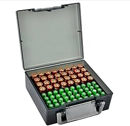 電池ケース 収納ボックス 単3 24本 / 単4 30本 電池 大容量 透明ケース 整理収納 防災グッズ | (電池は付属しません) ブラック 取っ手付き