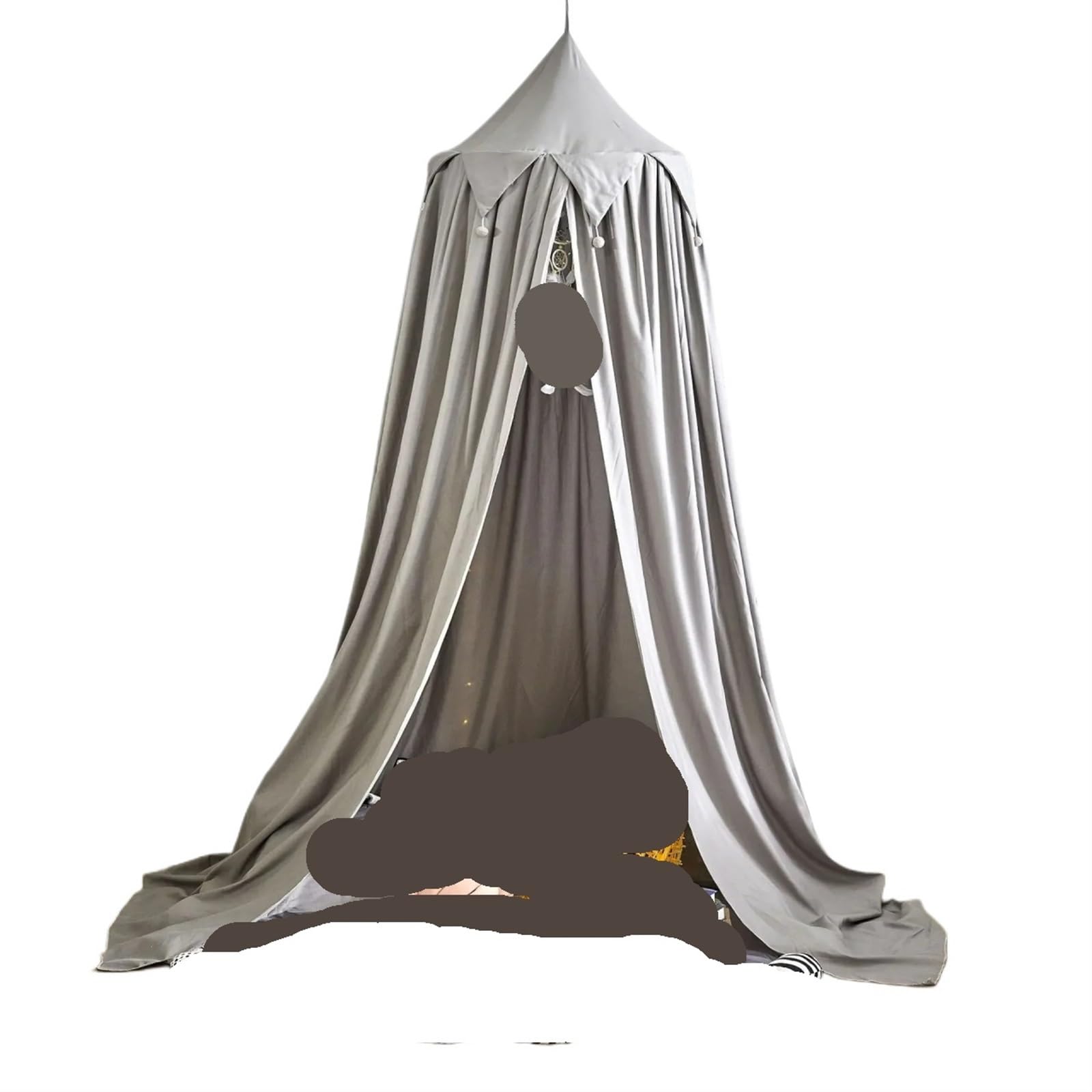 LSNNMU Bed Canopy For Kids Mosquito Net Round Dome Hanging Indoor Outdoor Castle Play Tent Children Room Decoration Curtains For Bed(Grey)