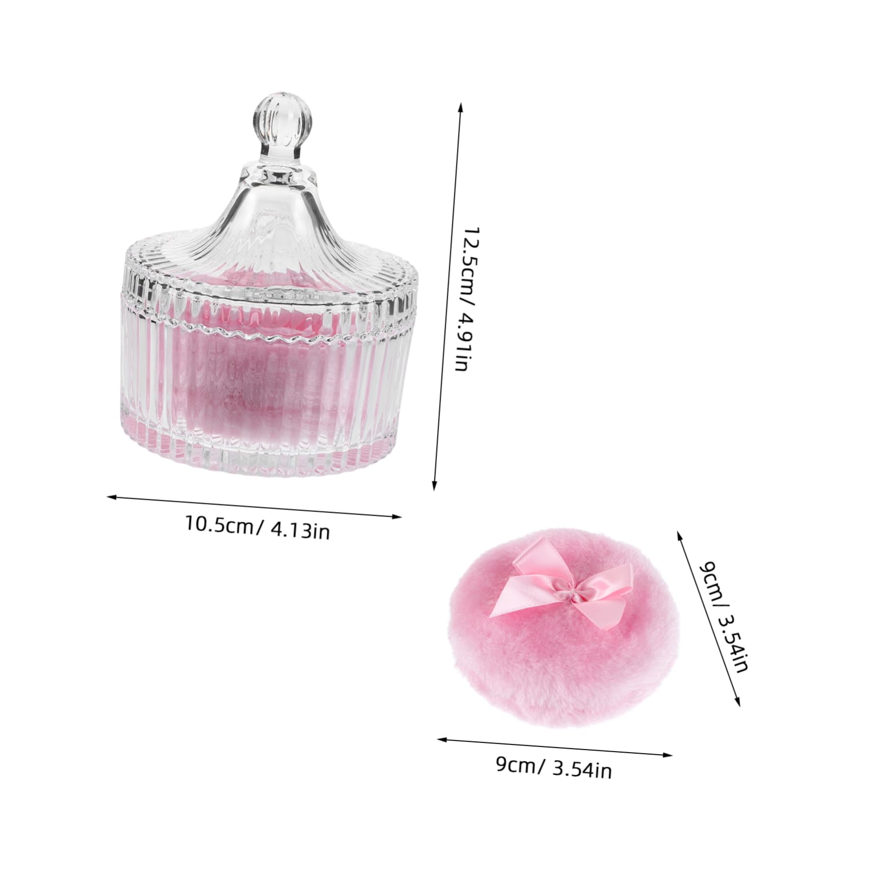 Beatifufu Fluffy Powder Puff for Women Large Soft Makeup Applicator Body Powder for Face Glass Container with Flower Brooch