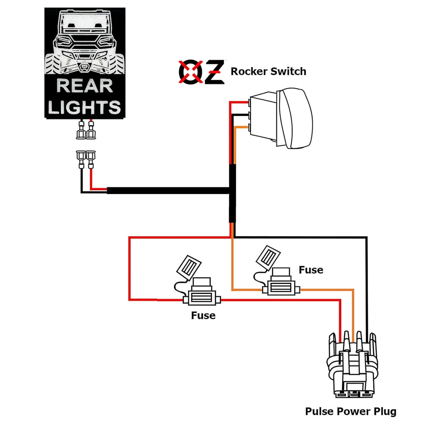 10ft. Power Bus Bar Plug Wire Harness Kit for LED Lights Compatible with Pulse Power Busbar Polaris RZR Pro Ranger Crew XP General 2018-2025 (Chase Lights)