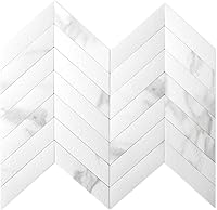 Vista 15 de DICOFUN 1-Sheet White Hexagon Tile Peel and Stick Backsplash, Marble Look PVC Mixed Silver Metal Mosaic Tiles for Kitchen and Bathroom