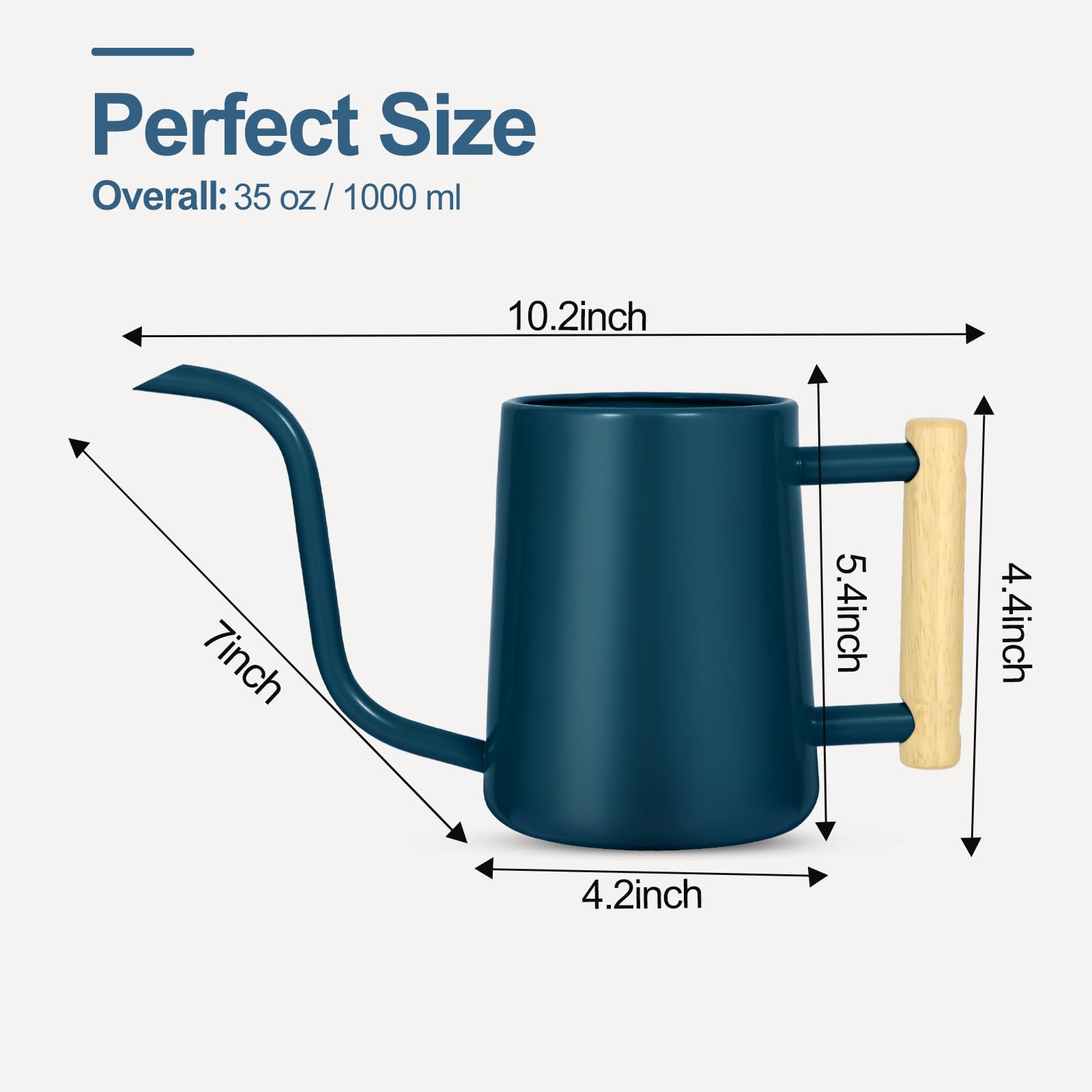 Watering Can Indoor Plants, 35 oz/1000 ml Metal Stainless Steel Watering Can Pot with Long Spout for Indoor House Plants Bonsai Outdoor Garden Flower Decorative ()