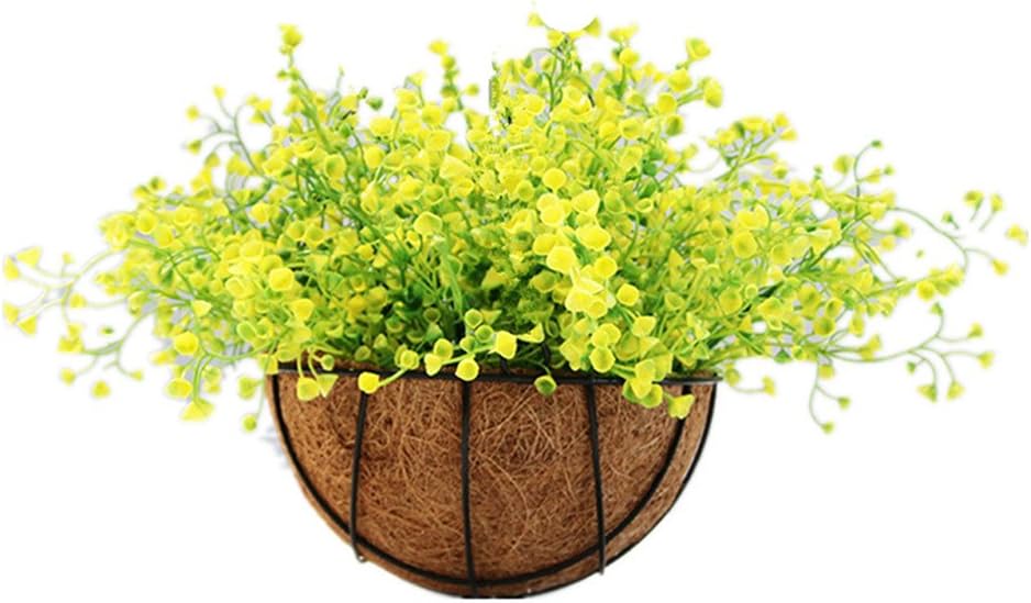 Mynse Nice Wall Hanging Basket Artificial Silk Flowers Hanging Basket Fake Plant Home Garden Decoration (Big Basket and Artificial Flowers)