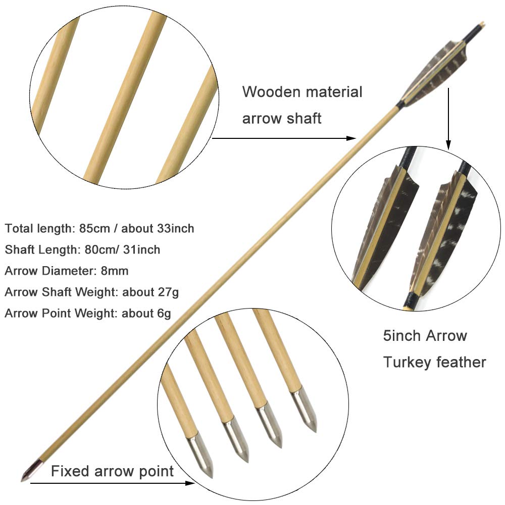 Arc Longbow Traditionnel à la Main 30-40 lbs Arc Recurve Chasse Mongole