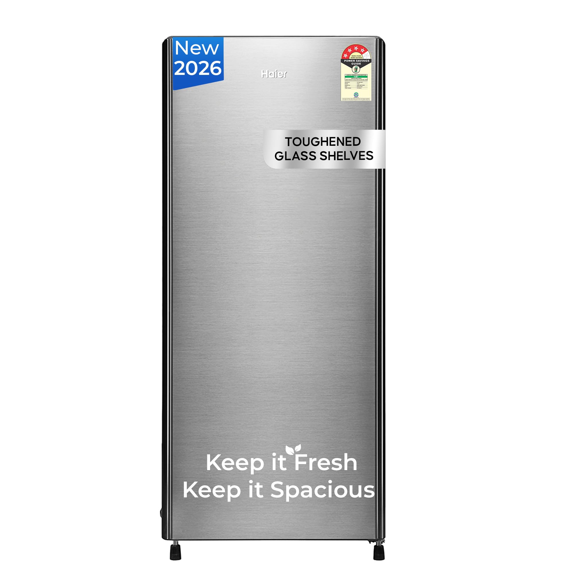 Haier 190 L 4 Star Direct Cool Single Door Refrigerator with Fast Ice Making, Easy Clean Back, Large Vegetable Box (HED-204TDSA-N, Dazzle Steel, 2026 Model)