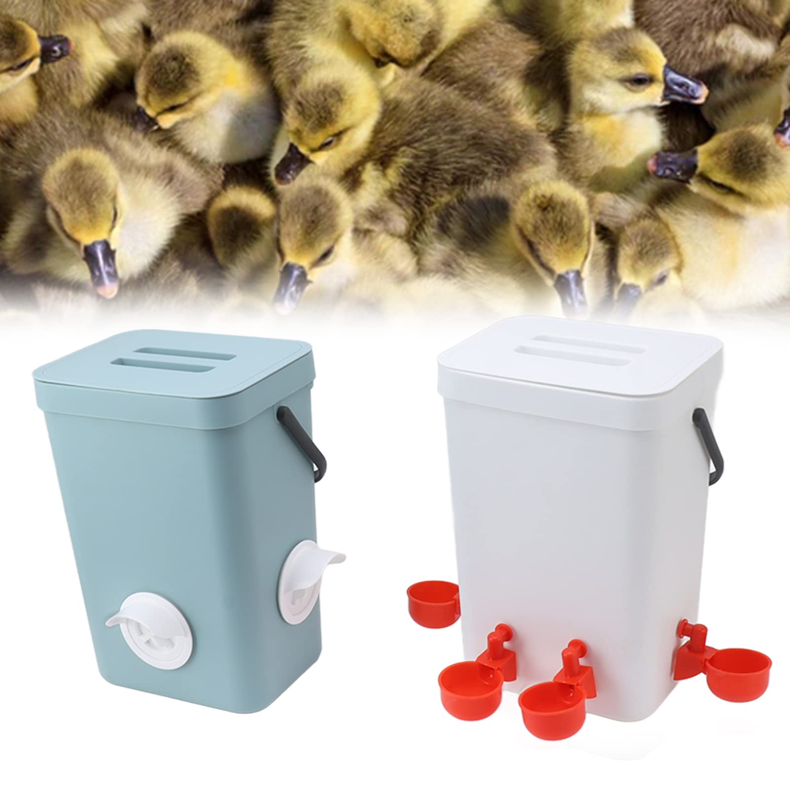 Kit de Comedero Automático para Aves de Corral, Bebederos con Descargadores, Cubierta Impermeable para Pollo, Patito, Pájaro y Loro