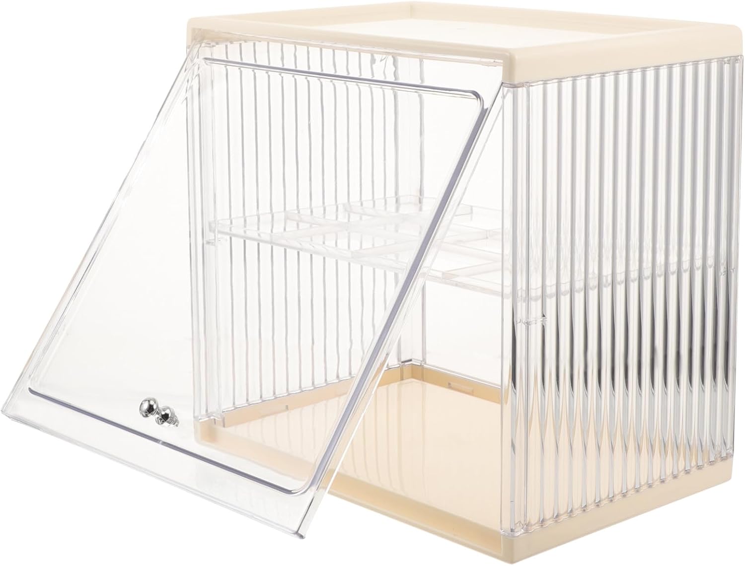 Double-layer Kitchen Bread Box Plastic Container Bread Storage Bin for Countertop Freshness Keeper White Panel