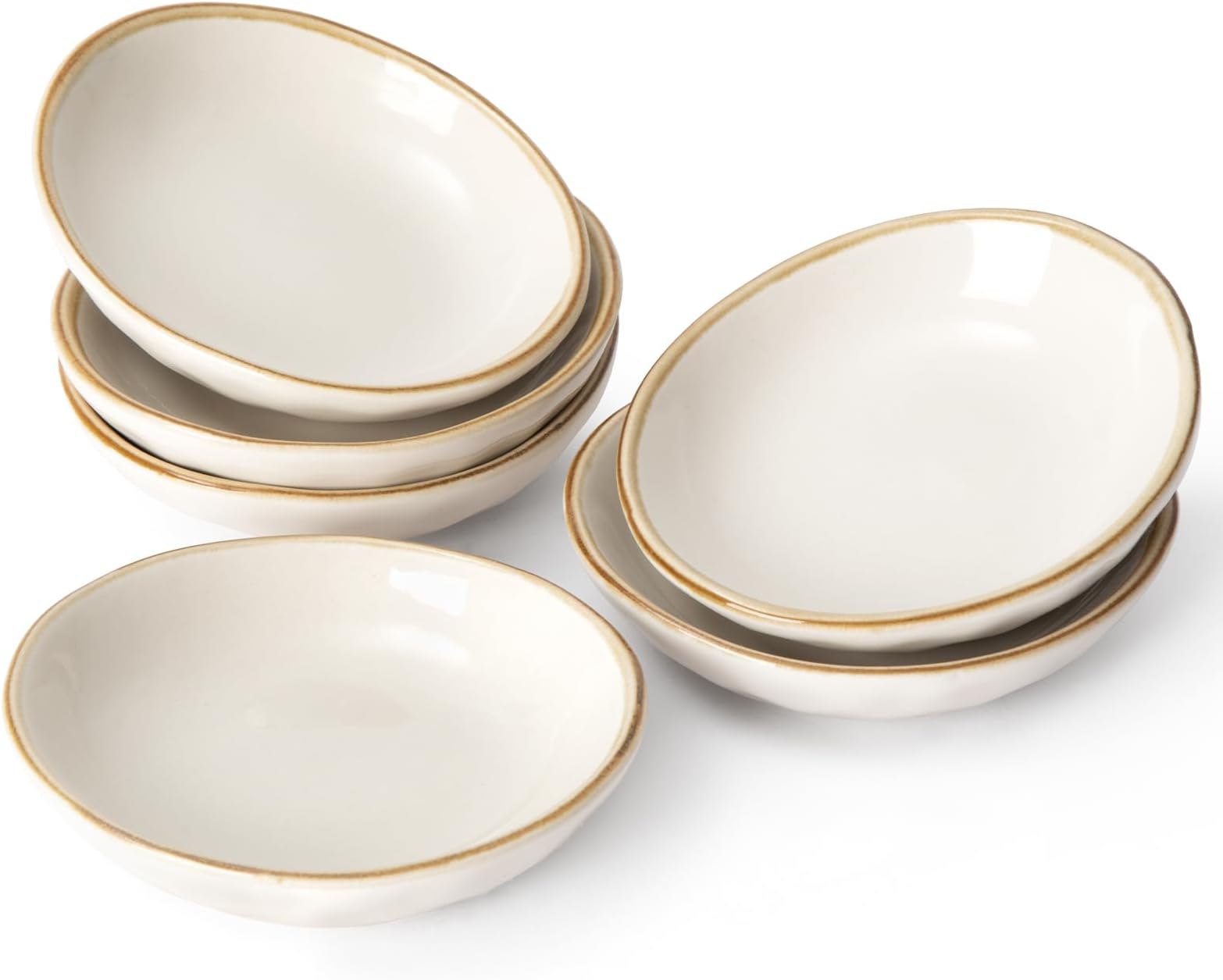 Set Of 4 Japanese Mashiko Sushi Soy Sauce Dishes - 3.5" Diameter, Porcelain, Made In Japan
