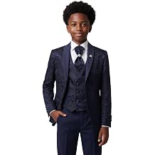 SIRRI Boys Floral Paisley Tuxedo Dinner Suit, 5 Piece Set for Pageboy Weddings & All Special Occasions
