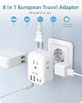 Type E/F Adaptateur de voyage,LENCENT Schuko Allemagne France Adaptateur de prise européen paquet de 2 EU Adaptateur avec 4 USB Ports(2 Type C),4 Convertisseur d'outlet, essentiels de voyage CA/US Norvège Islande Corée