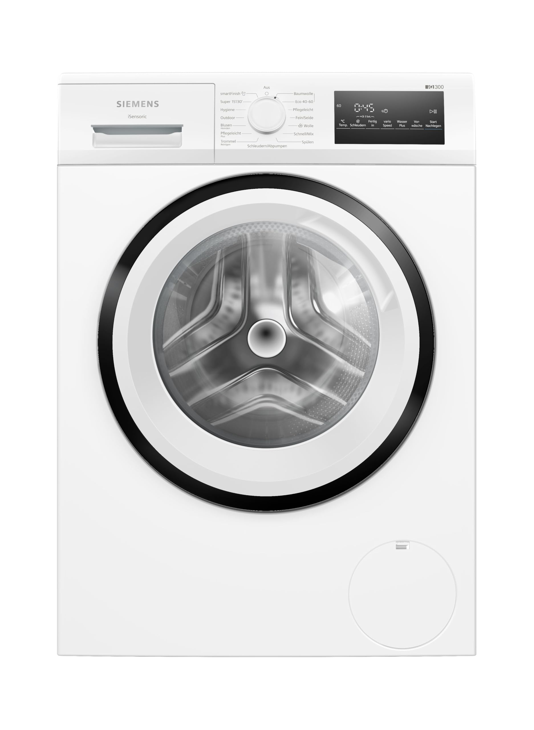Siemens WM14N225 Waschmaschine iQ300, Frontlader mit 8kg Fassungsvermögen, 1400 UpM, speedPack L, smartFinish, Outdoor-Programm, LED-Display, Weiß, 60cm