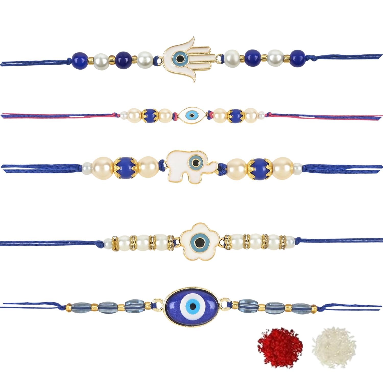 I Jewels Enamel Evil Eye Combo Rakhi Set With Roli Chawal & Rakshabandha Card For Brother/Bhai/Bro/Men/Kids/Boys (RE-CO) (Set of 5) (B0CCJXN9P4) Amazon Price History, Amazon Price Tracker