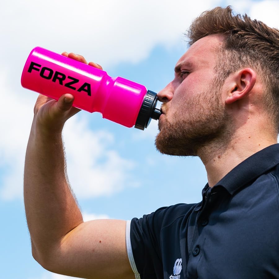 FORZA 750ml Sports Drink Water Bottles - BPA Free, Soft Squeeze Plastic - Packs Available (Pack of 96, Pink)
