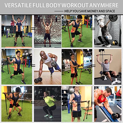 image for VWMYQ 180LBS Adjustable Pilates Toning Bar Kit with Resistance Bands, 