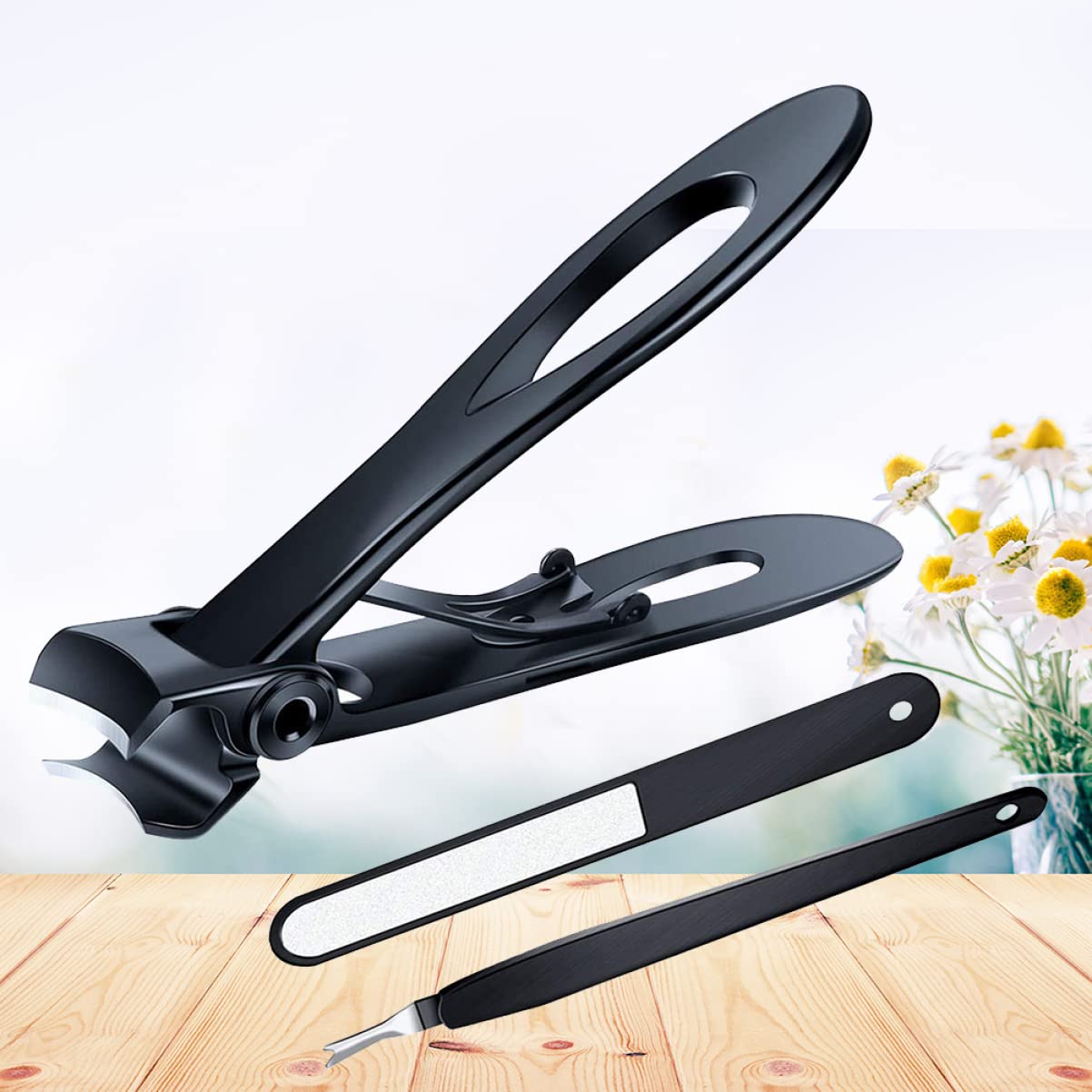 FRCOLOR Forbicine Per Unghie 6Pcs Unghia' unghia' unghia Larga in Acciaio Inox Professionale Mascella Modella Le Donne Uomo Nial Kitnero Nero E Apertura per Clipper Clipper