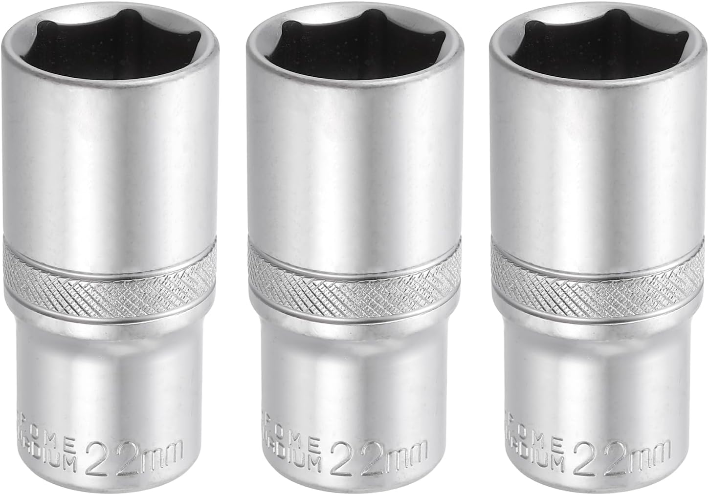 3pcs 6 Points Deep Socket 3/8" Drive 22mm Deep Metric CR-V Steel Polished Nickel Plating Impact Sockets 64mm / 2.5" Long Flip Sleeve Tool for Home Auto Nuts Bolts Repair