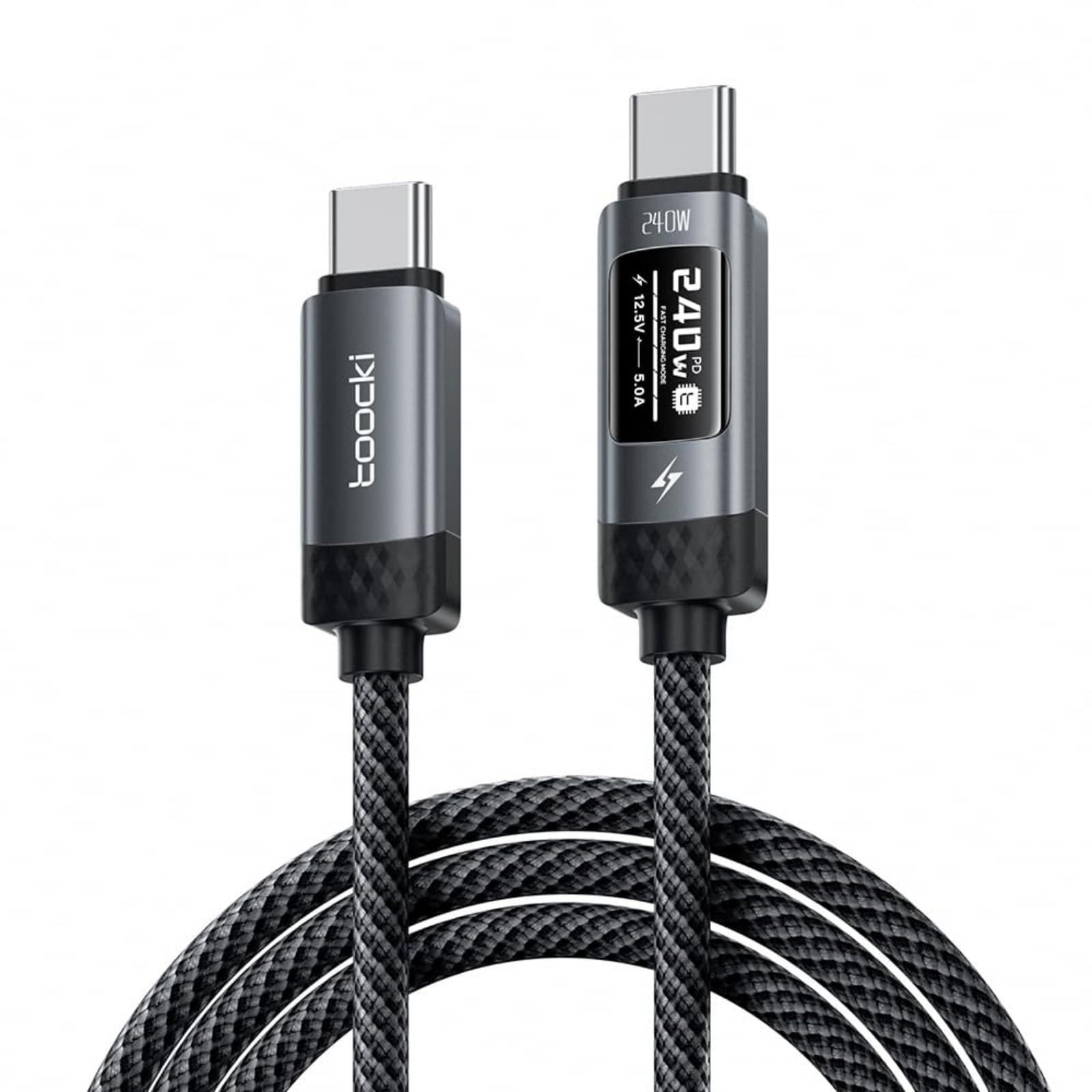 toocki 240W USB C auf USB C Kabel Schnellladekabel USB C USB PD3.1 Nylon USB Typ C Ladekabel mit LED Display für iPhone 17 Pro Max, iPhone 16, Samsung S24 S23 S22 S21, MacBook Pro/Air (2M)