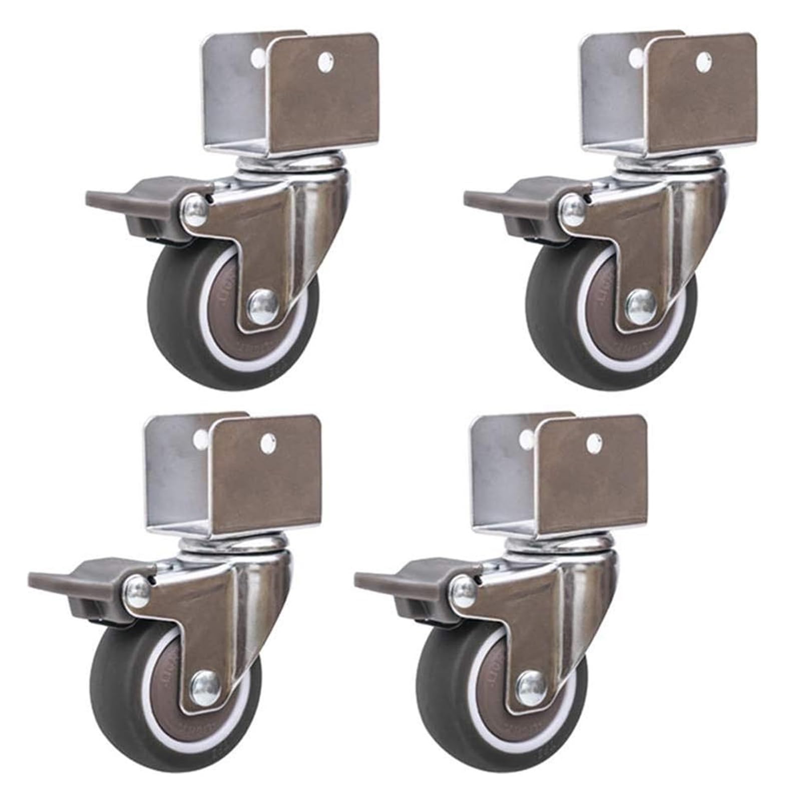 GYRAZXS Set of 4 Heavy Duty 1.5" Swivel Caster Wheels with Plate Rubber Furniture Wheels for Workbenches and Carts 160 lbs Load Capacity Includes Brakes