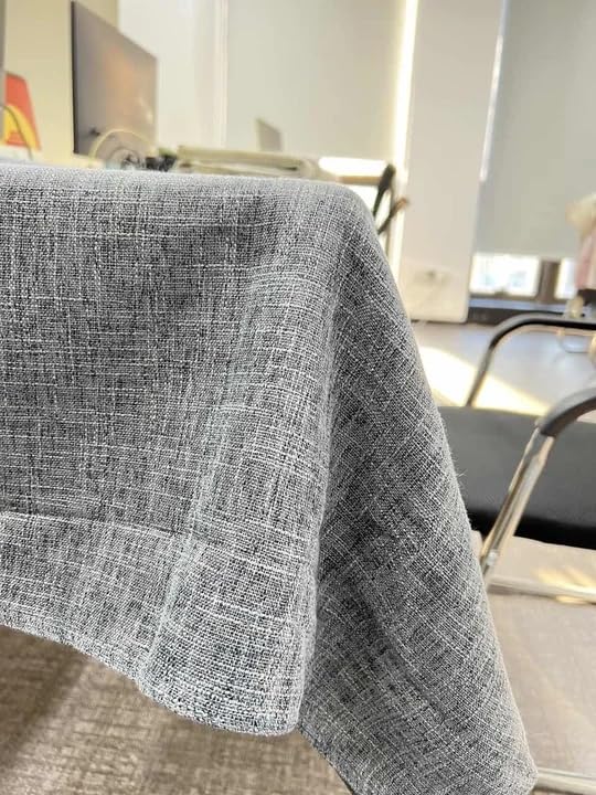 Softalker テーブルクロス 類麻 布 撥水 おしゃれ 桌布 table cloth 北欧 厚手 140×180cm 長方形 リネン シンプル 無地 耐久 洗濯可 クリスマス お正月 ダイニング カフェ レストラン用 ライトグレー