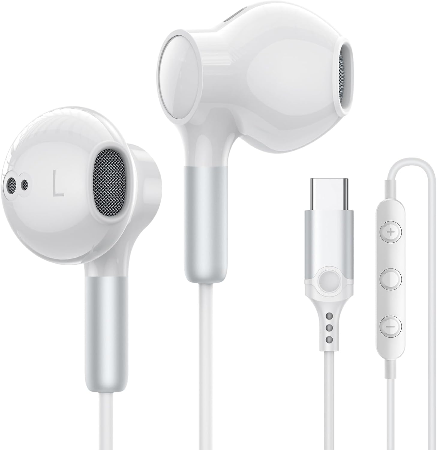 USB C Headphones for iPhone 17 16 15 Pro Max Plus Air iPad Pro Wired In-Ear Headphones Earphones With Mic Volume Control Wired USB-C Earbuds for Pixel 9 8 7, Samsung Galaxy S25 S24 USB Type C Earphone