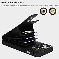 Vista 4 de Folosu Funda compatible con iPhone 15 con soporte para tarjetas, rotación de 360°, soporte de anillo de dedo con función atril, bloqueo RFID