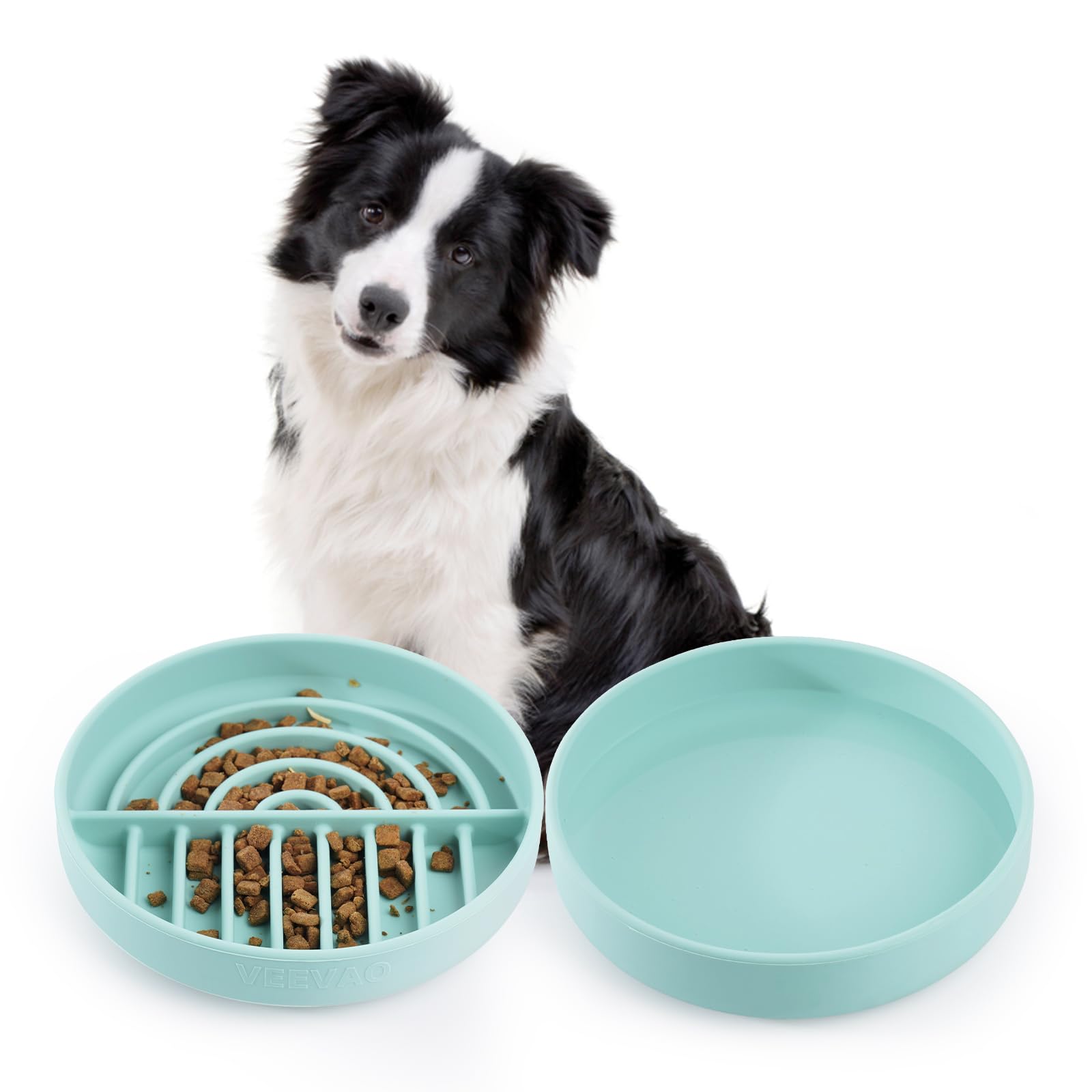 Slow Feeder Bowls Set for Medium Dogs & Puppies - Silicone Non-Slip Food & Water Bowls, Promotes Healthy Digestion, Dishwasher & Microwave Safe, 2 & 5