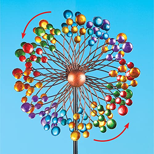Collections Etc Vibrant Double-Sided Rainbow Colored Spinner With Stake - Seasonal Outdoor Decoration #TOP1