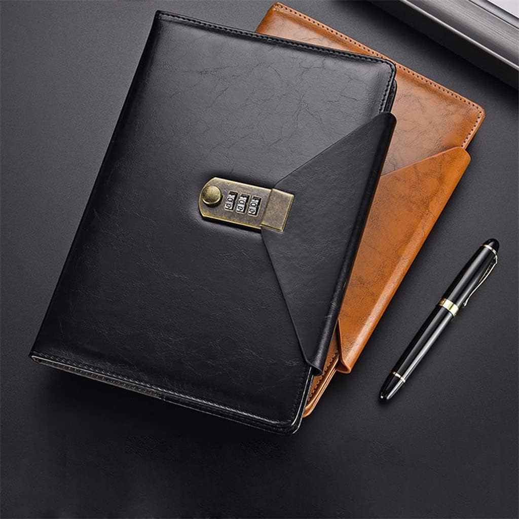 A5 Travel Notebook with Combination Lock Password Agenda Diary Journal Notepad Business Stationery (Color : A, Size : A5)