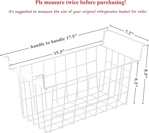 Miniatura 9 de Cestas de almacenamiento de alambre de metal para congelador de 20.5 pulgadas, con asas para colgar para congelador profundo, juego de 2