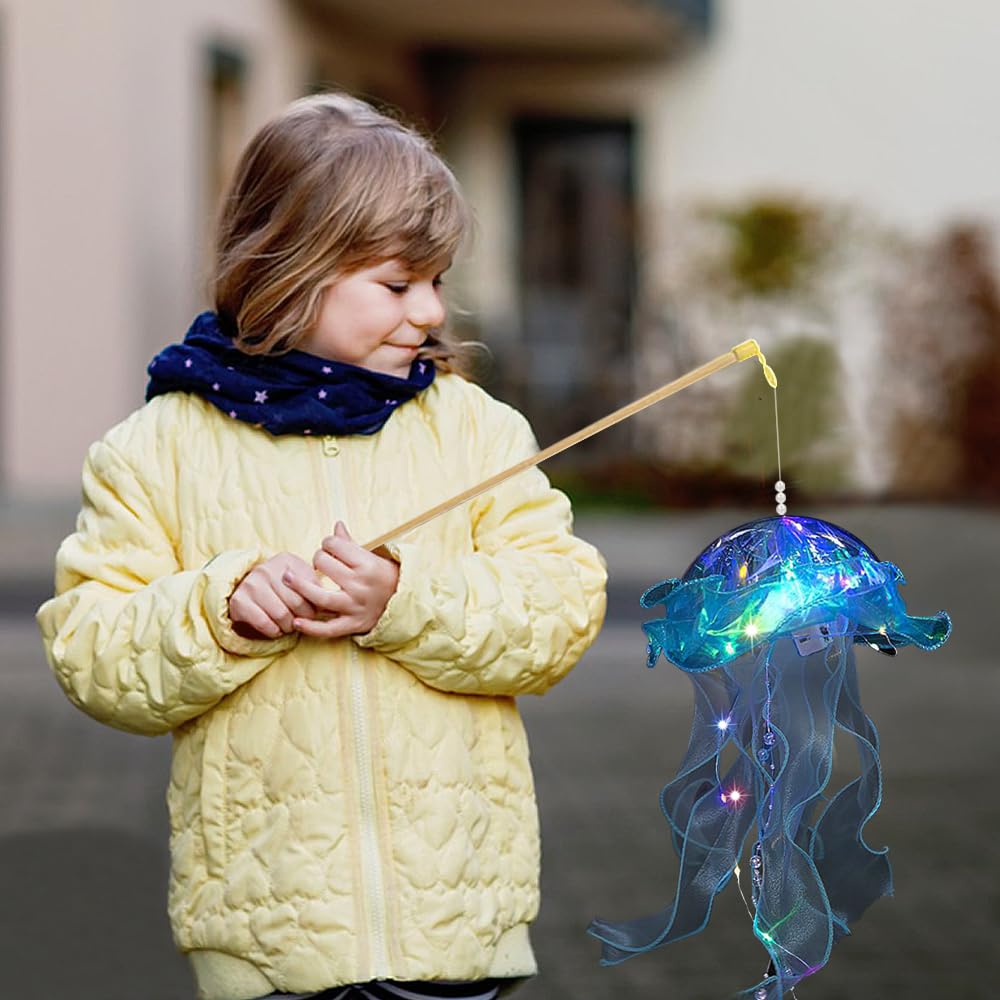 Lot de 5 lampes méduses à suspendre, lanternes méduses lumineuses, lampe portable en forme de méduse pour décoration d'ambiance, décorations d'anniversaire pour enfants